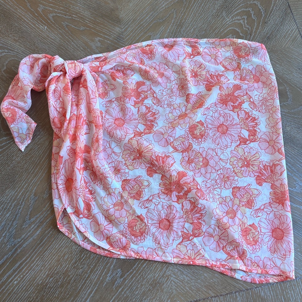 Shade & Shore Pink Floral Swim Sarong XL